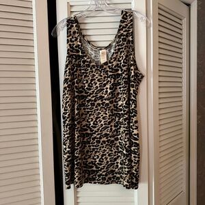 Retreat by Rhonda Shear Leopard Print Blouse size XL